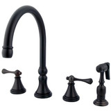 Kingston Brass Two Handle Widespread Kitchen Faucet & Brass Side Spray - Oil Rubbed Bronze KS2795BLBS