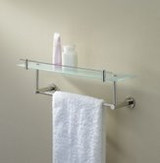 Valsan Porto 675651CR 19" Glass Shelf w/Towel Bar / Rail - Chrome