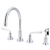 Kingston Brass Two Handle Widespread Kitchen Faucet & Brass Side Spray - Polished Chrome KS2791ZLBS