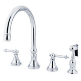 Kingston Brass Two Handle Widespread Kitchen Faucet & Brass Side Spray - Polished Chrome KS2791TLBS