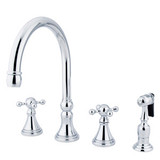 Kingston Brass Two Handle Widespread Kitchen Faucet & Brass Side Spray - Polished Chrome KS2791KXBS