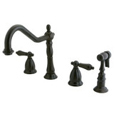 Kingston Brass Two Handle Widespread Kitchen Faucet & Brass Side Spray - Oil Rubbed Bronze KS1795ALBS