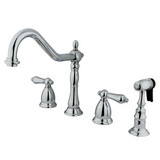 Kingston Brass Two Handle Widespread Kitchen Faucet & Brass Side Spray - Polished Chrome KS1791ALBS