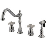 Kingston Brass Two Handle Widespread Kitchen Faucet & Brass Side Spray - Polished Chrome KS1791PXBS
