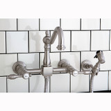Kingston Brass Two Handle Widespread Kitchen Faucet & Brass Side Spray - Brushed Nickel KS1248TALBS