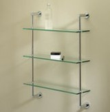 Valsan Essentials 57309NI 3-Tier Shelf Unit - Glass Shelf - Polished Nickel