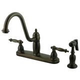 Kingston Brass Two Handle Widespread Kitchen Faucet & Brass Side Spray - Oil Rubbed Bronze KB7115TLBS