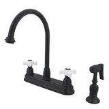 Kingston Brass Two Handle Widespread Kitchen Faucet & Brass Side Spray - Oil Rubbed Bronze KB3755PXBS