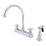 Kingston Brass Two Handle Widespread Kitchen Faucet & Brass Side Spray - Polished Chrome KB3751AXBS