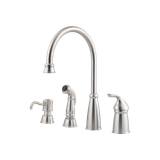 Price Pfister One Handle Kitchen Faucet w/Side Spray & Soap Dispenser - Stainless Steel - GT26-4CBS