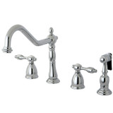 Kingston Brass Two Handle Widespread Kitchen Faucet & Brass Side Spray - Polished Chrome KB1791TALBS