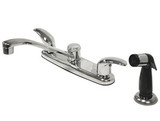 Kingston Brass Two Handle Widespread Kitchen Faucet & Black Side Spray - Polished Chrome - KB6272LL