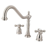 Kingston Brass Two Handle Widespread Kitchen Faucet - Satin Nickel KB1798AXLS