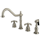 Kingston Brass Two Handle Widespread Kitchen Faucet - Satin Nickel KB1798TXBS