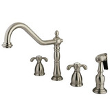 Kingston Brass Two Handle Widespread Kitchen Faucet - Brushed Nickel KB1798TXBS