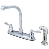Kingston Brass Two Handle Widespread High-Arch Kitchen Faucet & Side Spray - Polished Chrome