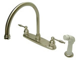 Kingston Brass Two Handle Widespread Goose Neck Kitchen Faucet - Brushed Nickel - KB2798KL