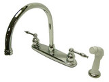 Kingston Brass Two Handle Widespread Goose Neck Kitchen Faucet - Polished Chrome - KB2791KL