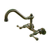 Kingston Brass Two Handle Wall Mount Kitchen Faucet - Vintage Brass KS3223BL