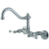 Kingston Brass Two Handle Wall Mount Kitchen Faucet - Polished Chrome KS3221BL