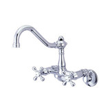 Kingston Brass Two Handle Wall Mount Kitchen Faucet - Polished Chrome KS3221AX