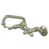 Kingston Brass Two Handle Wall Mount Kitchen Faucet - Satin Nickel KS313SN