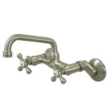 Kingston Brass Two Handle Wall Mount Kitchen Faucet - Satin Nickel