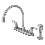 Kingston Brass Two Handle Kitchen Faucet & Non-Metallic Side Spray - Brushed Nickel KB798SP