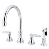 Kingston Brass Two Handle Kitchen Faucet & Side Spray - Polished Chrome