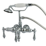 Kingston Brass 3-3/8" Wall Mount Clawfoot Tub Filler Faucet with Hand Shower - Polished Chrome CC20T1