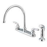Kingston Brass Two Handle Kitchen Faucet & Non-Metallic Side Spray - Polished Chrome KB791SP