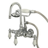Kingston Brass 3-3/8" Wall Mount Clawfoot Tub Filler Faucet with Hand Shower - Polished Chrome - CC12T1