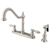 Kingston Brass Two Handle Kitchen Faucet & Brass Side Spray - Brushed Nickel KB1758ALBS