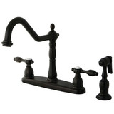 Kingston Brass Two Handle Kitchen Faucet & Brass Side Spray - Oil Rubbed Bronze KB1755TALBS