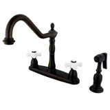 Kingston Brass Two Handle Kitchen Faucet & Brass Side Spray - Oil Rubbed Bronze KB1755PXBS