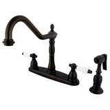 Kingston Brass Two Handle Kitchen Faucet & Brass Side Spray - Oil Rubbed Bronze KB1755PLBS