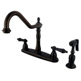 Kingston Brass Two Handle Kitchen Faucet & Brass Side Spray - Oil Rubbed Bronze