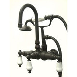 Kingston Brass 3-3/8" Wall Mount Clawfoot Tub Filler Faucet with Hand Shower - Oil Rubbed Bronze - CC11T5