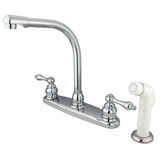 Kingston Brass Two Handle High Arch Kitchen Faucet & Non-Metallic Side Spray - Polished Chrome