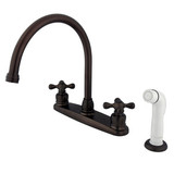 Kingston Brass Two Handle Goose Neck Kitchen Faucet Faucet & White Side Spray - Oil Rubbed Bronze KB725AX