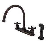 Kingston Brass Two Handle Goose Neck Kitchen Faucet & Side Spray - Oil Rubbed Bronze - KB725AXSP