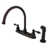 Kingston Brass Two Handle Goose Neck Kitchen Faucet & Non-Metallic Side Spray - Oil Rubbed Bronze - KB725ALSP