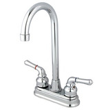 Kingston Brass Two Handle 4" Centerset High-Arch Bar Faucet - Polished Chrome