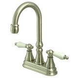 Kingston Brass Two Handle 4" Centerset Bar Faucet without Pop-Up Rod - Brushed Nickel KS2498PL