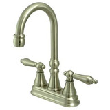 Kingston Brass Two Handle 4" Centerset Bar Faucet without Pop-Up Rod - Satin Nickel KS2498AL