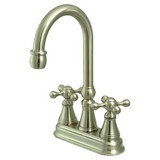 Kingston Brass Two Handle 4" Centerset Bar Faucet without Pop-Up Rod - Satin Nickel KS2498KX