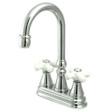 Kingston Brass Two Handle 4" Centerset Bar Faucet without Pop-Up Rod - Polished Chrome KS2491PX