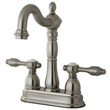 Kingston Brass Two Handle 4" Centerset Bar Faucet without Pop-Up Rod - Brushed Nickel KB1498TAL