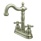 Kingston Brass Two Handle 4" Centerset Bar Faucet without Pop-Up Rod - Satin Nickel