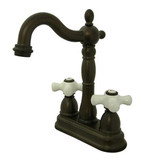 Kingston Brass Two Handle 4" Centerset Bar Faucet without Pop-Up Rod - Oil Rubbed Bronze KB1495PX